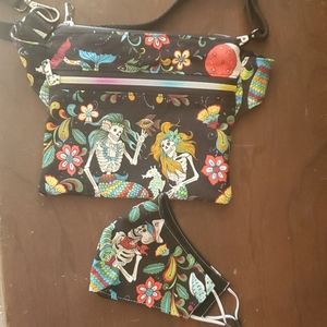 Matching Face mask & mermaid skull satchel